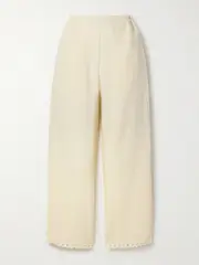[SLEEPER] SLEEPER - Sofia Broderie Anglaise-trimmed Linen Pajama Pants - White - medium medium White
