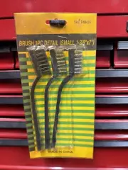NEW 3 Pc Wire Bristles Offset Handle 7" Detail Brush Set P40439. C1