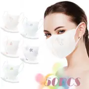 50PCS Adults Daily Beautiful Rose Flower Prints 3 Layer Disposable Face Mask