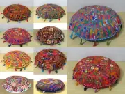 32" Indian Patchwork Round Floor Cushion Cover Pillow Decor Bohemian Home Art