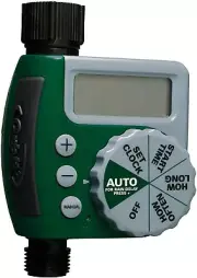 5"Dx10"Wx3"H Plastic Single-Outlet Hose Watering Timer, 1 Outlet in Green Color