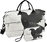 [YXYZRMY] Bald Bird Silhouette Board Travel Duffel Bag Gym Bag Sports Tote Bag with Multiple Interior Pockets Shoulder Weekender Bag for Women Men with Toiletry Bag 20.5”x 7.9”x 13.8”, Multi-Colored