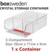 Acrylic 3-Compartment Storage Container 28x17CM Desk OrganiserPlastic Office