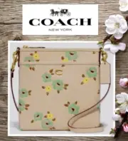 NWT COACH KITT Floral Print Messenger Crossbody Bag IVORY MULTI Canvas Leather