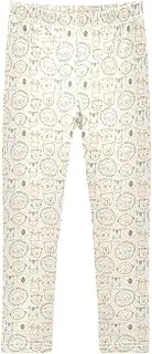 [Joisal] Cute Animal Faces Beige Girls Legging, Comfy for Girls Active Leggings, 4-10T