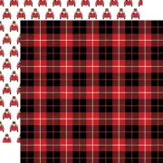 2 Sheets of Echo Park Paper LET'S GO ANYWHERE 12x12 Cardstock - Passport Plaid