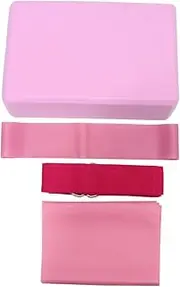 4-piece Yoga Tool Kit Yoga Brick Latex Pull Towel Stretch Band Resistance Ring Pink Gym Supplies
