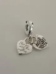 AUTHENTIC PANDORA ROSE HEART PADLOCK DANGLE CHARM #790086C00