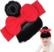 Bowknot Wigs for Baby Girls,Toddler Bangs Wig Headband - Lovely Hair Accessories Easy To Wear for Parent-child Gatherings Celebrations Festivals