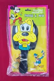 SEALED Vintage Walt Disney's Pluto Paddle & Ball Set