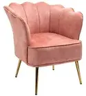 Shell Armchair Lounge Chair Accent Retro Armchairs Velvet Pink