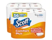 Scott Comfortplus Toilet Paper, 36 Mega Rolls, 310 Sheets per Roll, Septic-Safe,