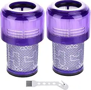 Replacement Filter for Dyson V12 Detect Slim Vacuum Cleaner, Absolute Extra/Total Clean/Fluffy Accessories, Rear Filter Replacement Part 971517-01 (2 Pieces HEPA Filter, 1 Cleaning Brush)
