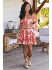 JAASE Cali Print Primrose Long Sleeve Mini Dress