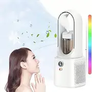 Bladeless Fan Cooler, Portable Air ConditionersPersonal Air Cooler,Portable Air Conditioner Fan,USB Bladeless Misting Fan with 7-color Nightlight for Kitchen Office Desk Bedroom Camping (Style 1)