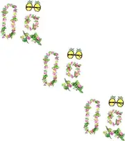 ifundom 3 Sets Garland Pineapple Glasses Luau Flower Leis Luau Party Garland Mens Ring Hawaii Party Eyeglasses Mens Headbands for Men Hula Plastic Flower Headdress Clothing Banquet