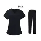 Women Nurse Scrubs Set Uniform Black Nurse Costume Nursing Work Clothing for Pet