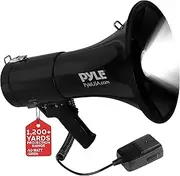 Pyle Portable Compact PA Megaphone Speaker with Alarm Siren & Adjustable Volume - 50W Handheld Bullhorn - with Mic, AUX-in for MP3 & Rechargeable Battery - Indoor Outdoor - PMP561LTB