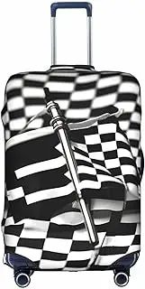 [Pvinnk] Checkered Flags Race Flags Print Protective Luggage Cover Elastic Washable Suitcase Protector Travel Gear Protector, White, Large