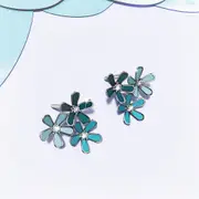 Petalia Turquoise Blue Stud Earrings Featured SWAROVSKI® Crystals in White Gold
