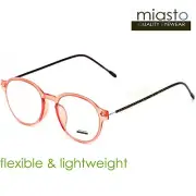 MIASTO ROUND PREPPY READER READING GLASSES+ 1.25 ULTRA LIGHT & FLEXIBLE (ORANGE)