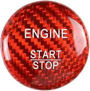 NEGRO Car Engine Start Stop Button Cover Decor,Fit For, A B C E GLE GLC CLA Class W Keyless-GO Push Button Carbon Fiber ABS Engine Control Button Cover Trim(Red)