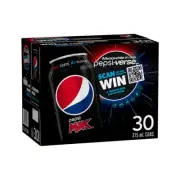 30pc Pepsi Max Cola Flavoured Zero Sugar Sparkling Soda Soft Drink Cans 375ml