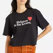 NWT Brixton Is For Lovers Short Sleeve Cropped Tee Black Women's Size Large