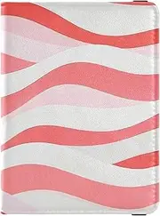 [Amooorous] Wave Pattern Watermelon Red White Leather decorative Passport and Vaccine Card Wallet Combo Vaccine Case Protector Cover Passport Case Travel Documents Wallet Ultra Slim, wave pattern watermelon red