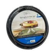 Mainstays 3-Piece Springform Cake Pan Set 6” 8” 10” Nonstick Carbon Steel - New