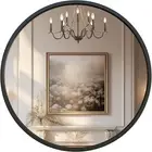 Black round Mirror 32 Inch Circle Mirror for Bathroom Vanity, Entryway, Living R