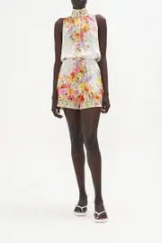 NECK TIE PLAYSUIT WITH ELASTIC WAIST SUNLIGHT SYMPHONY