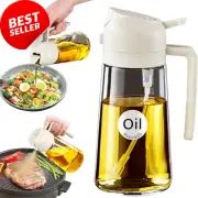 2 in 1 Oil Sprayer Dispenser 16Oz Glass Bottle for Cooking BBQ Air Fryer Salad