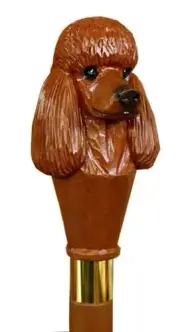Dog Poodle handle hand carved wooden walking stick walking cane cristmas best gf