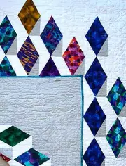 GEMSTONE STRANDS Modern quilt 61" x 71" Rainbow color. Cotton. geometric