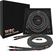 [WORLDS BEST CABLES] 20 Foot Ultimate - 7 AWG - Ultra-Pure OFC – Extra Premium Audiophile HiFi Speaker Cable Pair with Eminence Gold Banana Plugs & Carbon Tweed Jacket