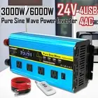 3000W 6000W Power Inverter Pure Sine Wave 24V to 240V 4USB 4AC RV Remote Control