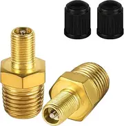 2pcs Brass Air Inflator Adapter, 1/4" NPT (M) to Standard Valve for Schrader (M) Tire Pump Connector for Auto Valve Adapter for Presta Air Compressor Portable Air Hose Air Chuck