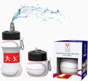Kids Sports Water Bottle Collapsible Ball Shaped Drinking Cup Leak Proof School