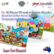 3x Thick Wooden Jigsaw Puzzles 30-Piece Paw Patrol Thomas & Friends Peppa Pig A