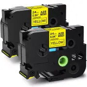 2PK TZ-651 TZe-651 Black on Yellow Label Tape Compatible For Brother P-Touch 1''