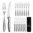 Steak Fork Set of 8, Forks and Knives Set, 16-Piece Steak Cutlery Set, Serrat...