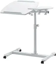 Overbed Table Overbed Table Tilt Top Lifting Computer Desk Metal Portable Side Table W/Wheels Modern Rolling Laptop Table Overbed Bedsid Portable