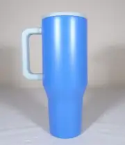 Vacuum Tumbler Insulated Stainless Steel Blue 32oz w/ Handle & Two Straws