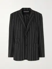 [Ralph Lauren Collection] Ralph Lauren Collection - Odera Pinstriped Wool-twill Blazer - Black - US6 US 6 Black