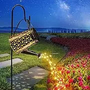 Garden Decor Solar Lights Outdoor Waterproof, JOYCHER Yard Watering Can light Decorative Solar Lantern Hanging Fairy Light for Lawn Patio backyard Pathway Outsider Christmas Gift-Star Warm White Style