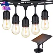 Solar String Lights - 48 Ft S14 LED Outdoor IP65 Commercial Grade Heavy Duty Fes