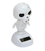 Halloween SKELETON Solar Powered Bobbled Head Toy Little Scary Funny Decoration