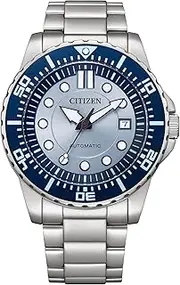 [CITIZEN] Mechanical 3 Hands 43 mm Light Blue Dial Men Watch- NJ0178-81M, Blue