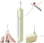2025 New Retractable Threader Plug-in Needle Threader, 2 in 1 Needle Threader Seam Ripper, Thread Remover Tool for Hand Sewing, Knitting, Cross Stitch, Embroidery and Thread Removal (Green)
